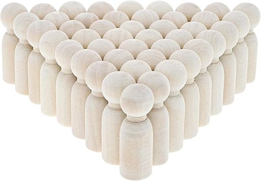 Bright Creations Peg People Kit - 1.77 in Height x 0.6 in Diameter, 50 Pack - Unfinished Smooth Wood for Crafts & Custom Painting - for DIY Projects & Wooden Peg People Figures