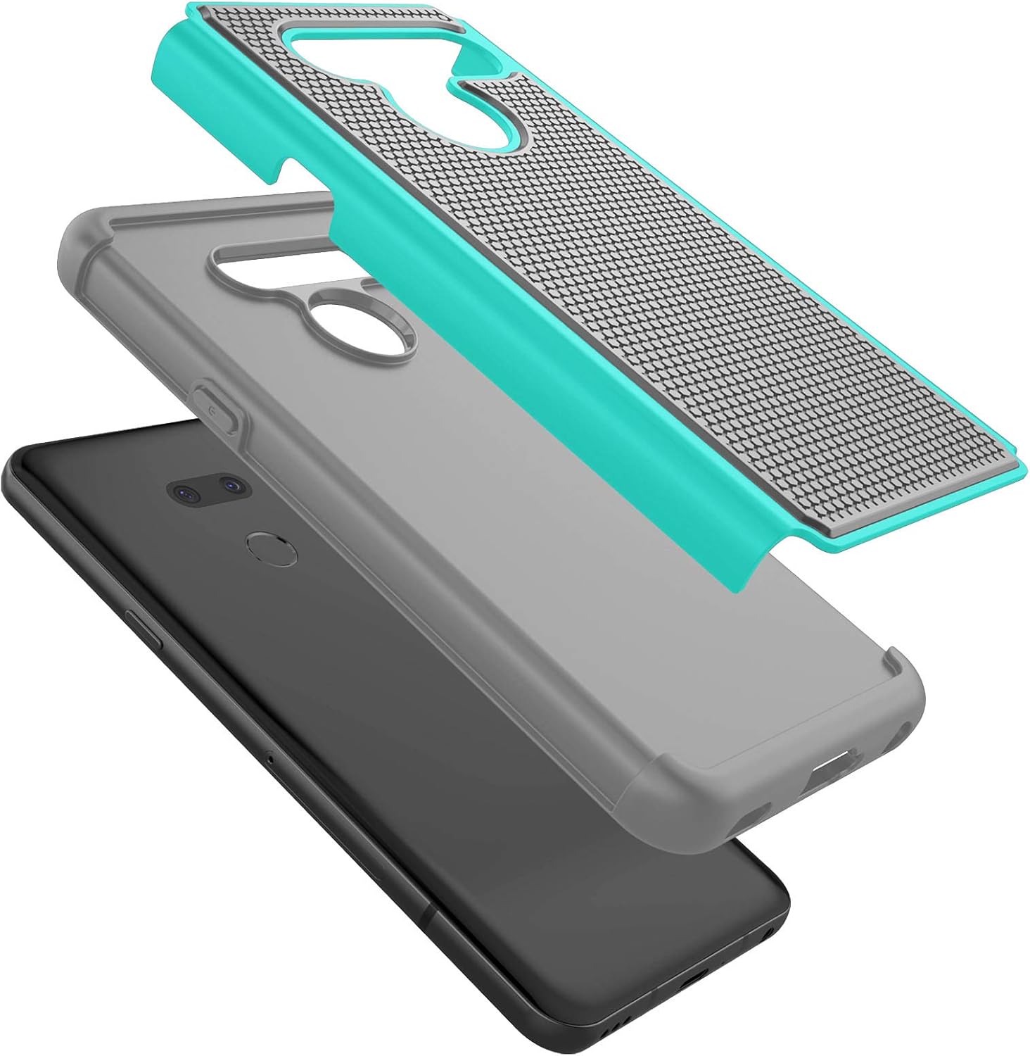 Tekcoo Case for LG G8 / 2019 LG G8 ThinQ, Luxury [Tmajor] Hybrid Solid Shock Absorbing [Turquoise] Rubber Silicone & Plastic Scratch Resistant Bumper Grip Rugged Sturdy Hard Phone Cases Cover