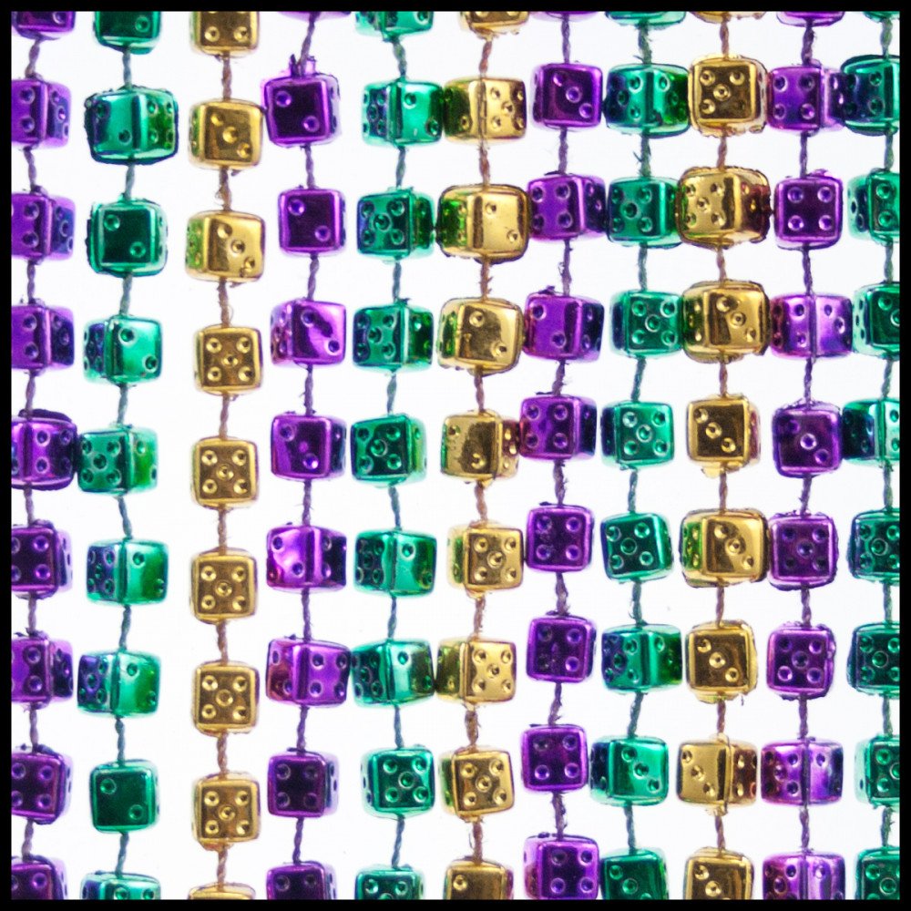 Dice Mardi Gras Beads 1 Dozen Purple, Green, Gold for Casino or Bunco Parties Amazon.in