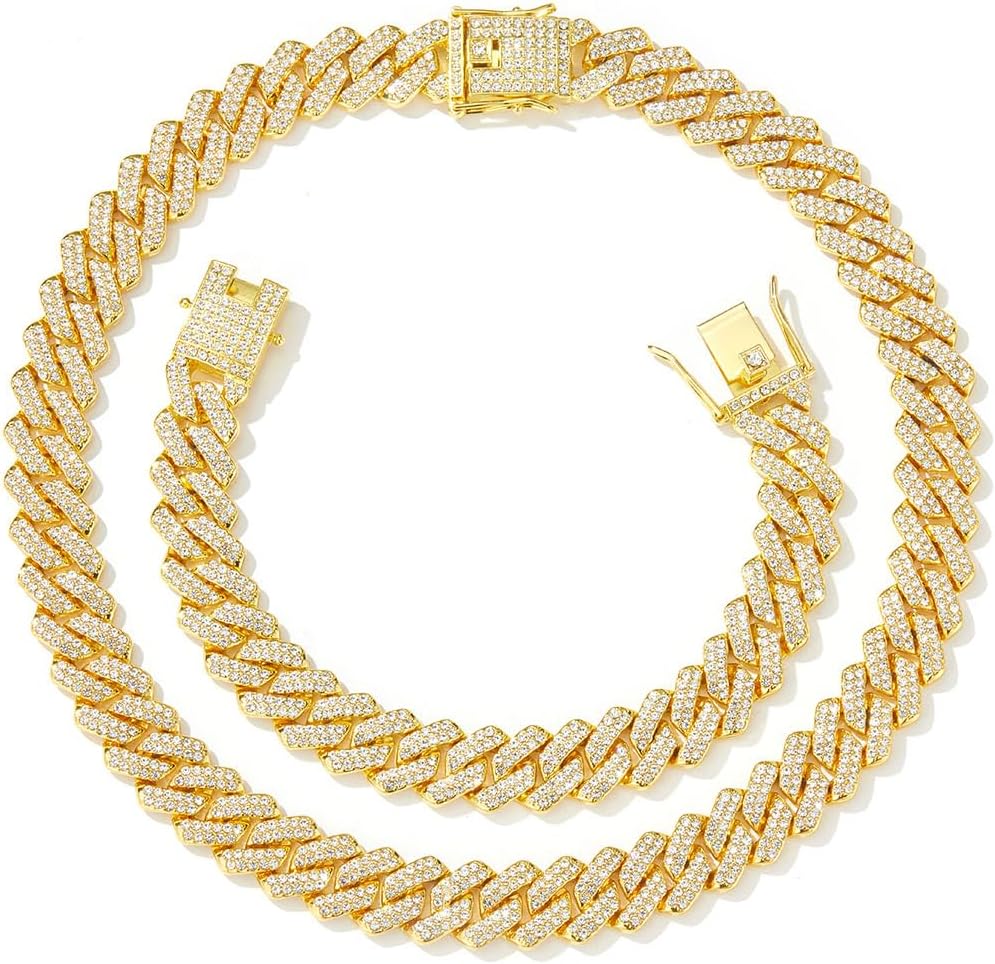 Gold Silver Cuban Link Chain and Bracelet for Men and Women - Diamond Necklace Iced Out Miami Cuban Hip Hop Jewelry - Image 2