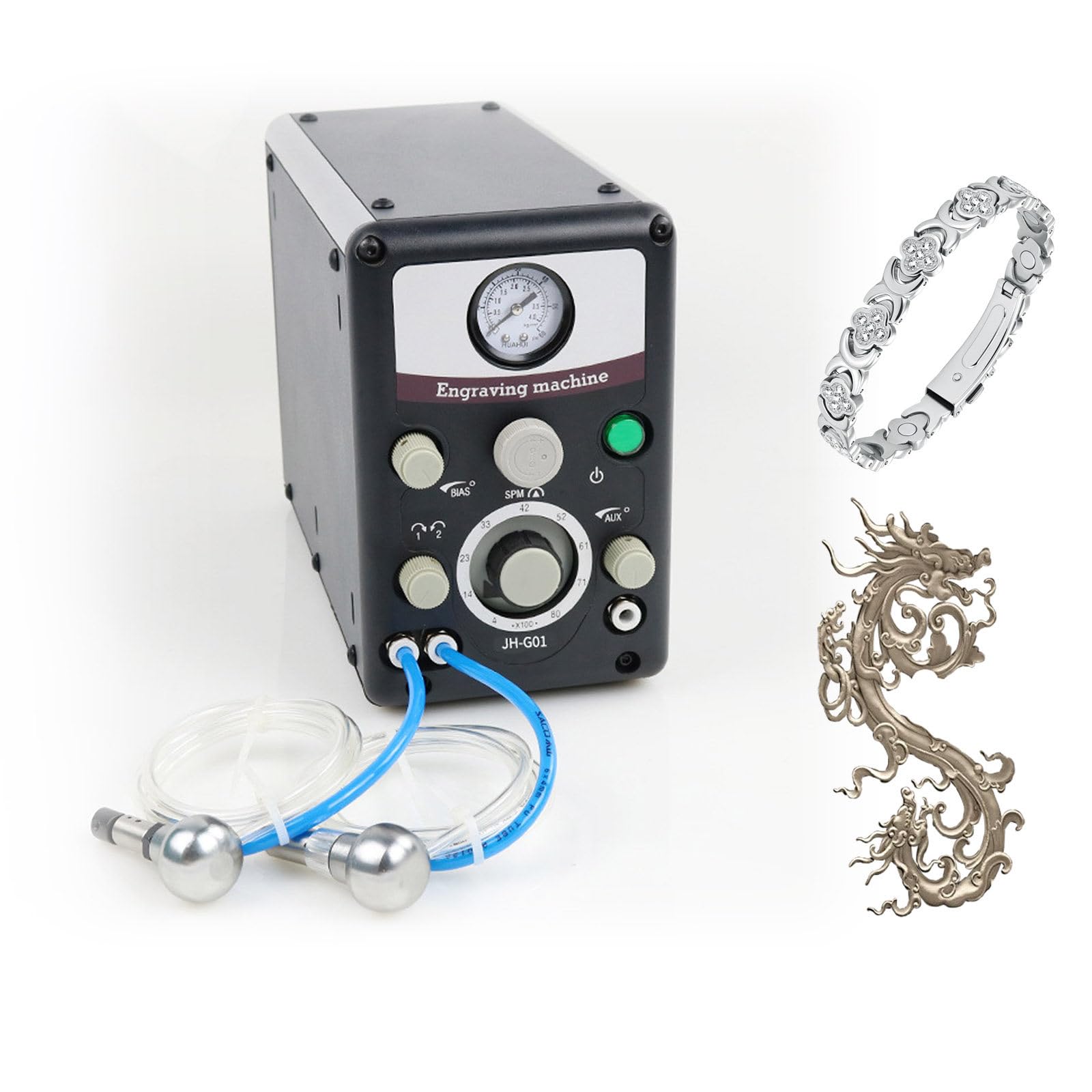 SPECIALBIEGEBUY Dual-Head Air Engraving Machine for Jewelers, 400-800 RPM