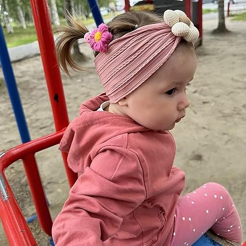 Miniatura 2 de 3 diademas de flores para bebés y niñas, diademas de nailon suaves, accesorios para el cabello para recién nacidos, niños pequeños (blanco, negro y