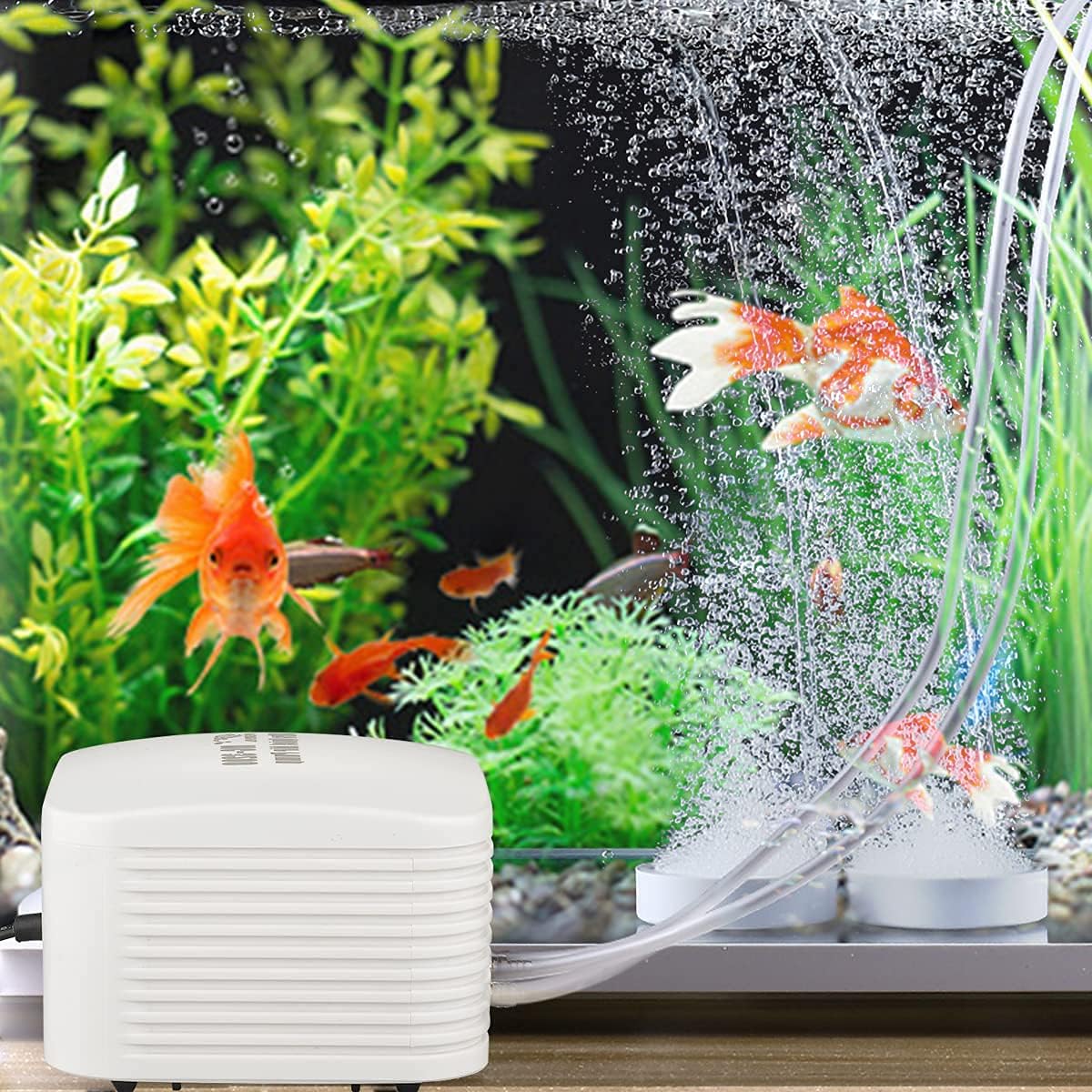 2x142GPH Aquarium Air Pump Dual Outlets Ultra Quiet Pump Air Aerator 10W Air Pumps for 53-211 Gallon Fish Tank Pond : Pet Supplies