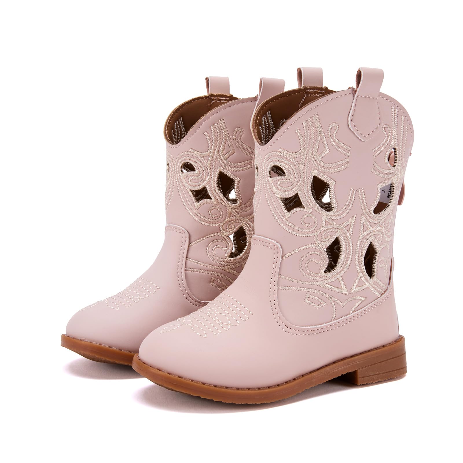 BMCiTYBM Toddler Girls Cowboy Cowgirl Boots Little Kids Pointed Toe Western Boots Mid Calf Side Zipper Riding Shoes for All Seasons (Toddler/Little