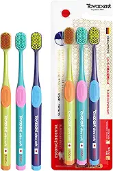 TOYADENT PRO Escova de Dente Macia Premium Alemãs da Pedex, Adulto, Cerdas Extra, 5500 Cerdas, 3 Unidades Multicolorida