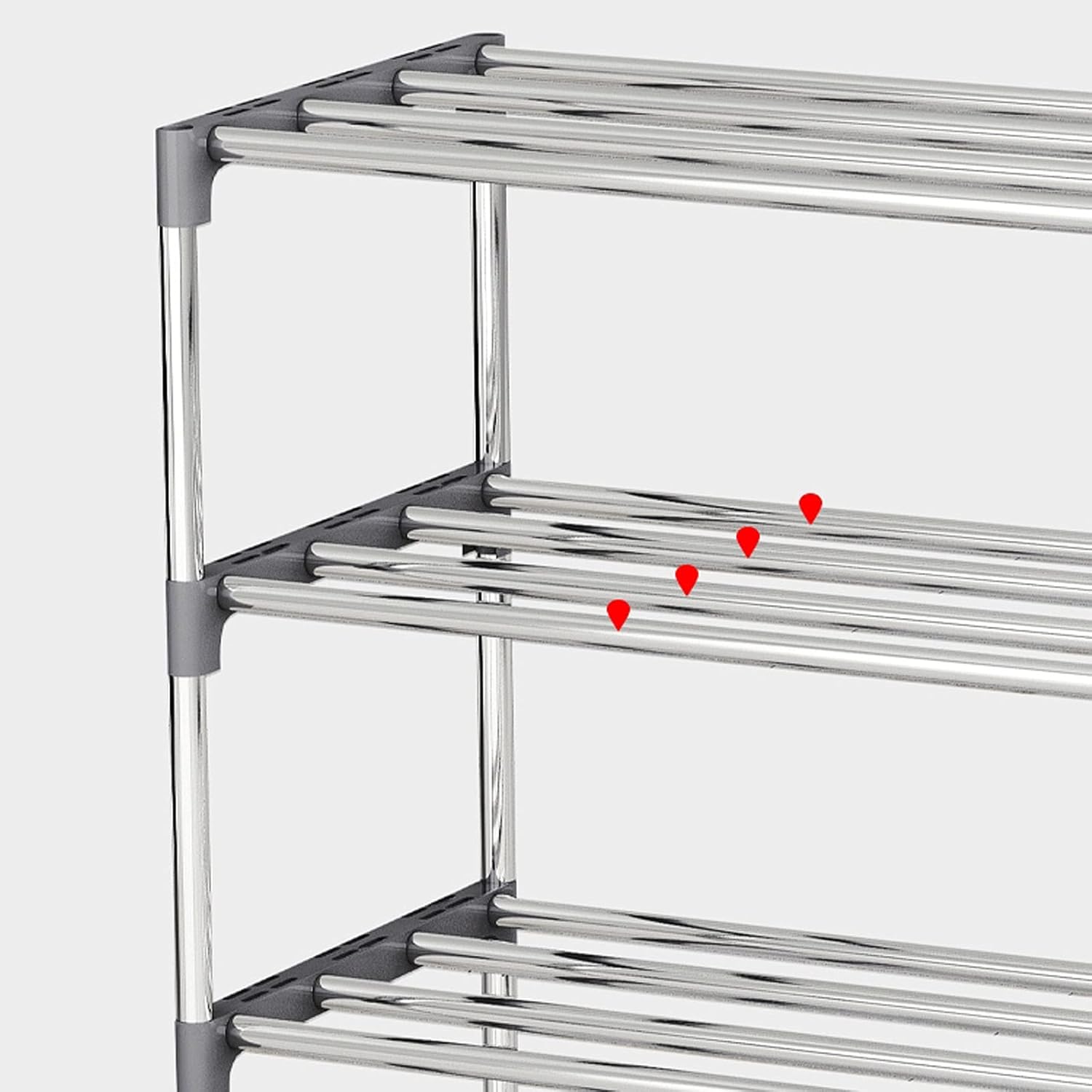 4-Tiers Portable Bookshelf with Fabric Cloth, 4 Cube Closet Storage Organizer Bookcase, Grey Storage Rack Shelf Shelving for Living Room, Study Room, Bedroom