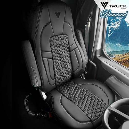 Miniatura 9 de Funda de asiento compatible con Freightliner Cascadia Factory OEM Seat – 33″ respaldo alto, piel sintética de ajuste personalizado, duradera y fácil