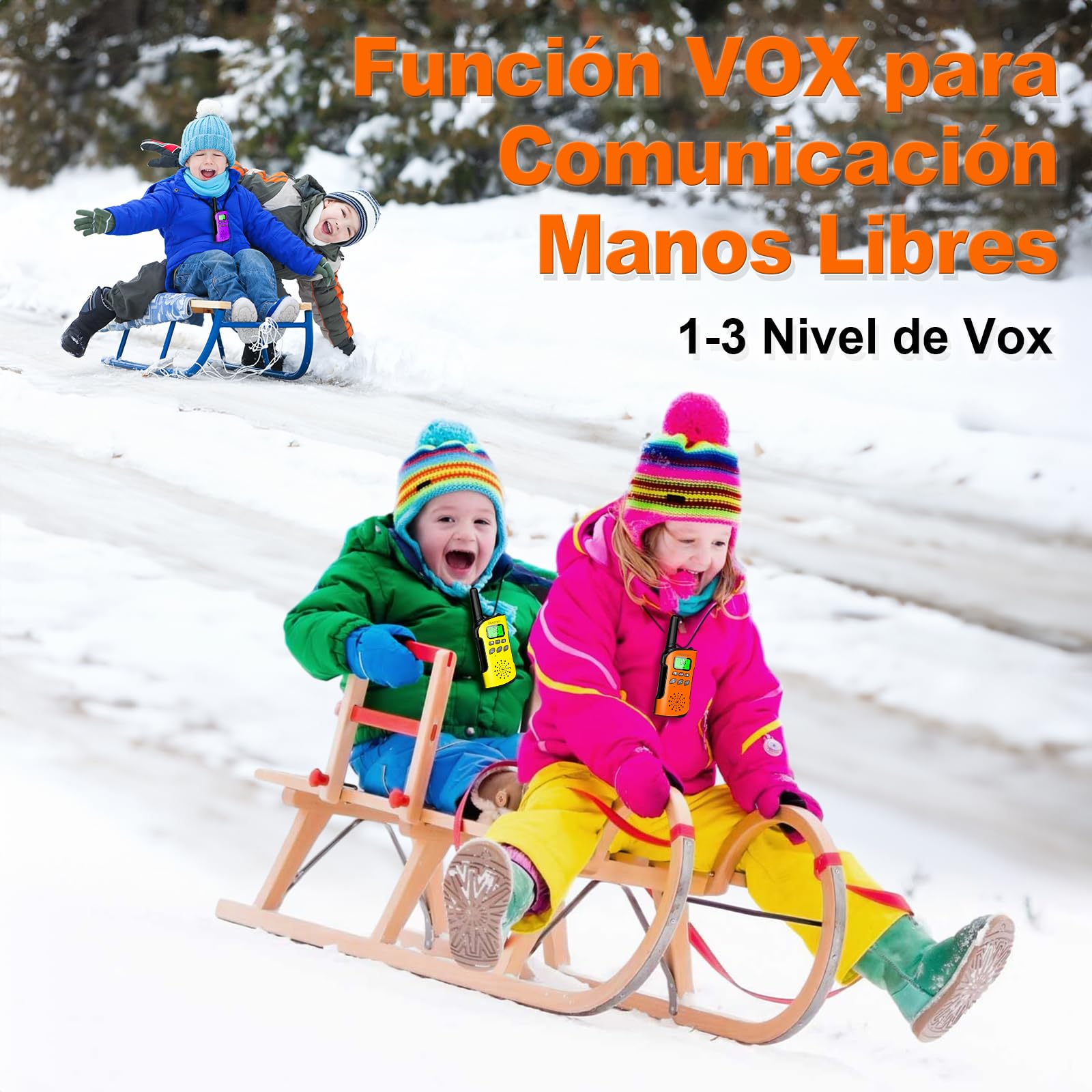 Walkie Talkie para Niños, Walkie Talkie Recargable con Batería Li-Ion, 3KM de Larga Alcance, Walkie-Talkies para Acampar Aventuras, Regalos para Niños de 3 a 12 Años, 3 Piezas