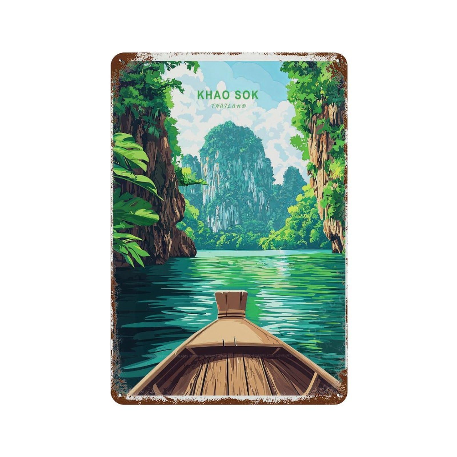 xiaoxiaoshen Khao Sok Thailand Travel National Park Minimalist Cityscape (2) Wall Decor Art Metal Tin Poster Modern Home Decor Art Home Bar Shop Decorations Vintage Sign 30x20cm