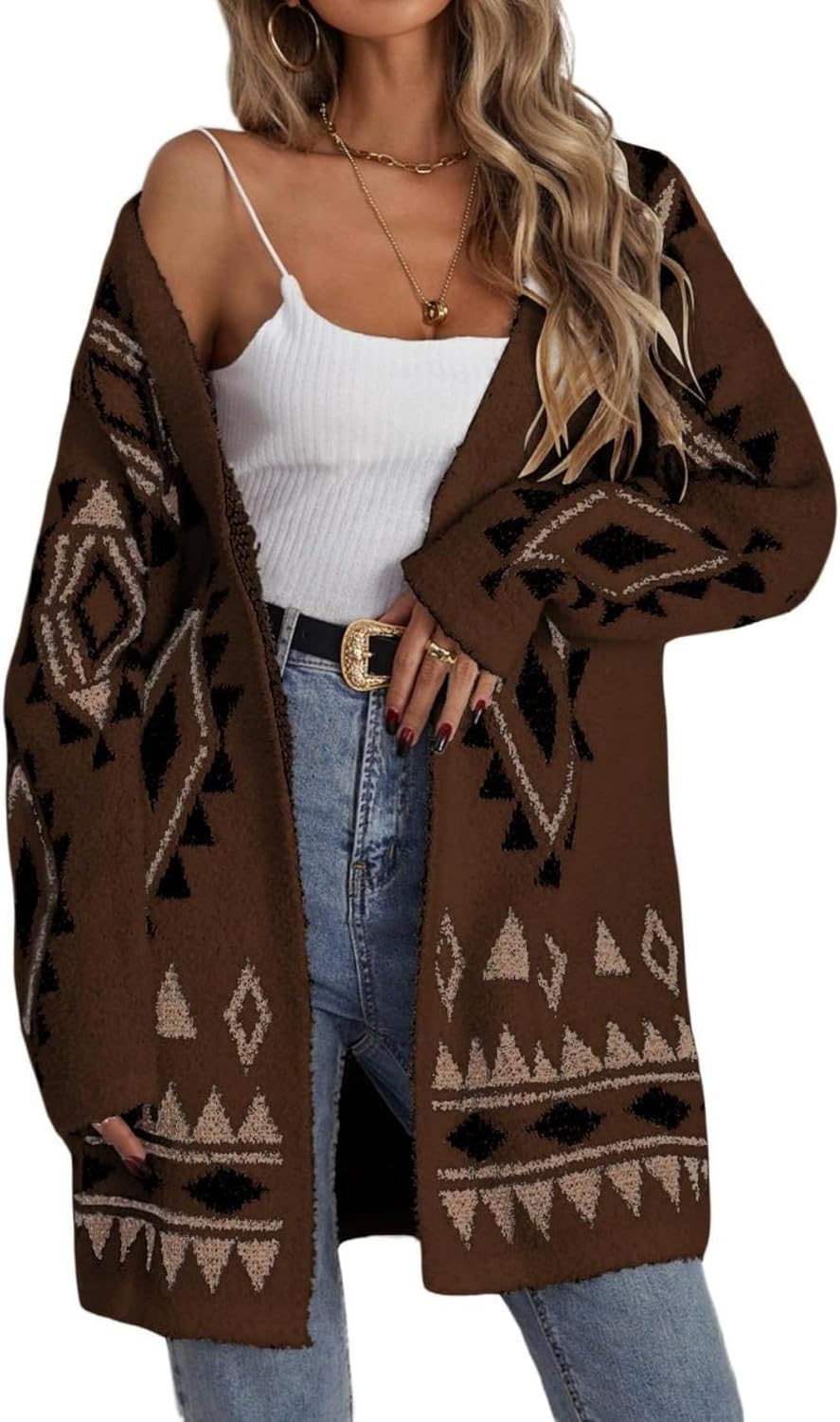 WDIRARA Women's Open Front Long Sleeve Long Cardigan Boho Chunky Sweaters Outwear Coats 2025 Fall Outfits