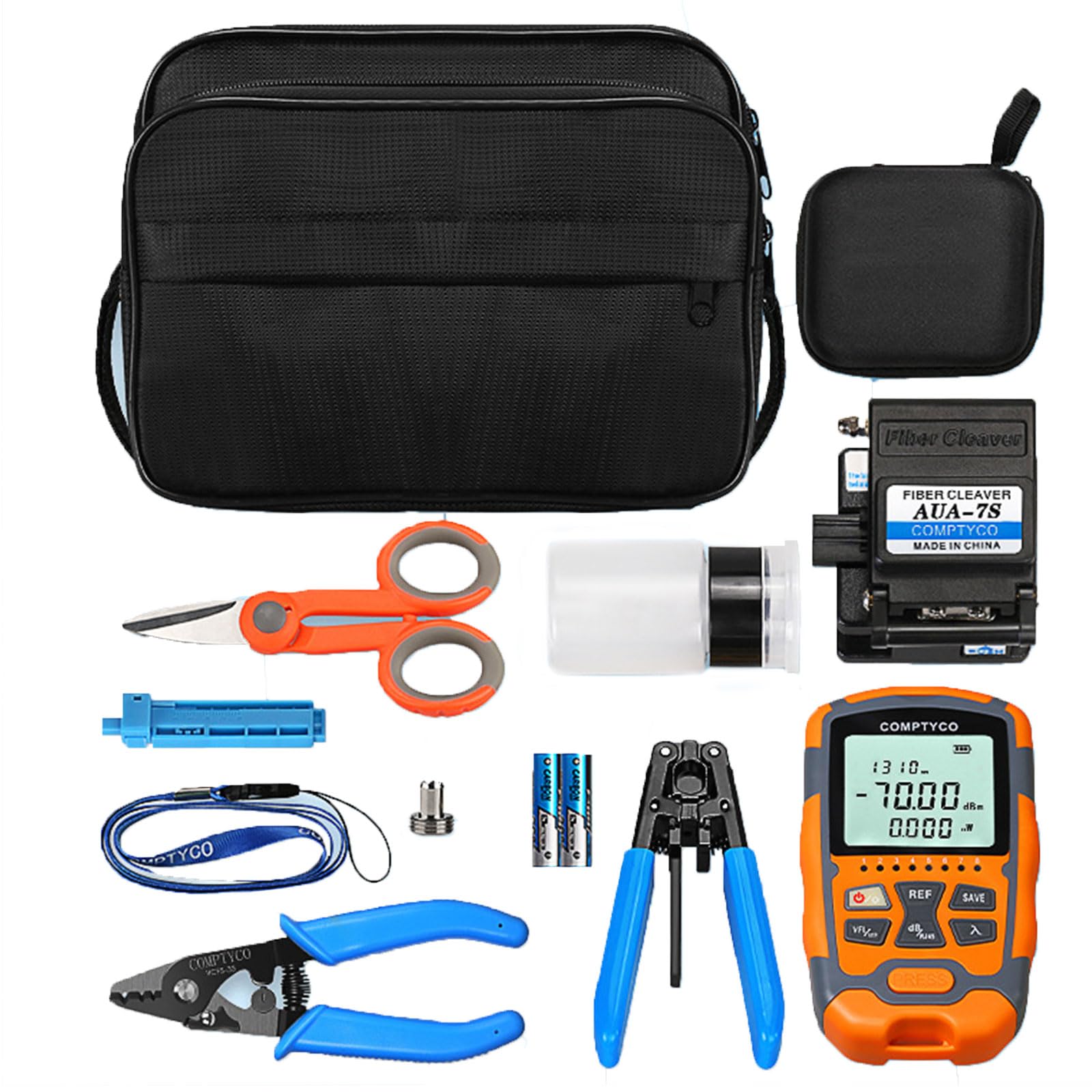 Kit d'outils fibre optique pour localiser une cassure de câble et adapter les fiches SC et LC