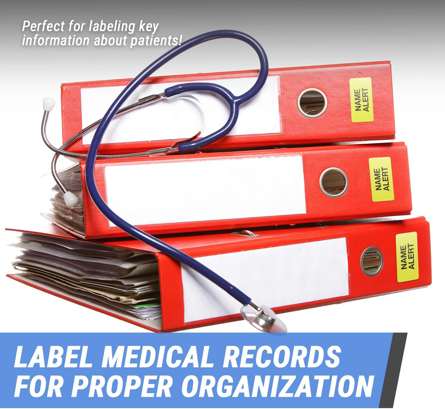 1.5" x 0.75" Name Alert Stickers for Patient Files, Medical Charts, Patient Charts, Forms, and Records - Strong Adhesive (600 Stickers)