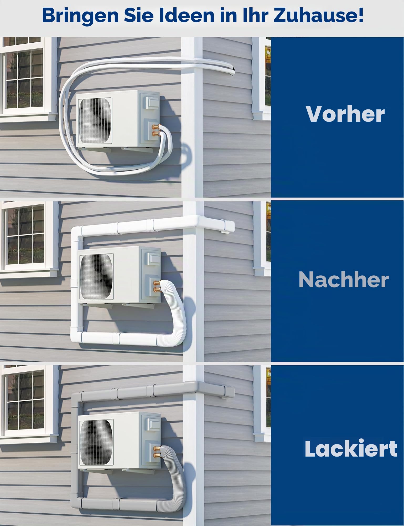 Mini-Split-Linien-Set mit flexiblem K, 10,2 cm, 3,5 m, Weiß