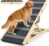 REONEY 2026 Upgraded Adjustable Dog Ramp: 7 Heights 11"-26.6", 200 lbs Capacity, Non-Slip for Senior Dogs, Beds, Couches, Cars