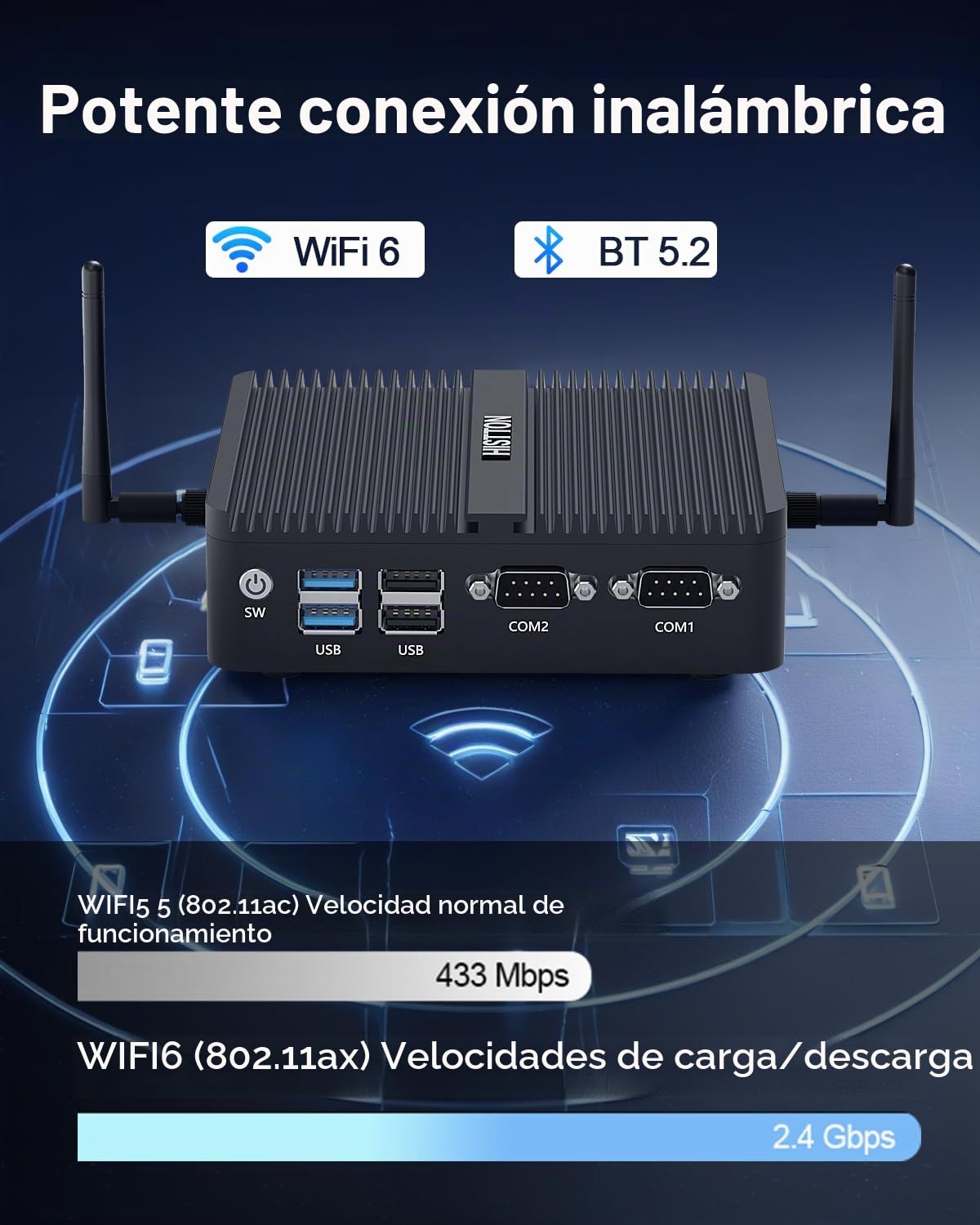 HISTTON Mini Computer N100, Alder Lake N100 (3.4GHz), 8 GB DDR4 RAM 256 GB NVMe SSD, Mini PC Sin Ventilador Win 11 Pro, Compatible con WiFi6, BT5.2, USB 3.0, Pantalla Triple 4K, Industrial Mini PC