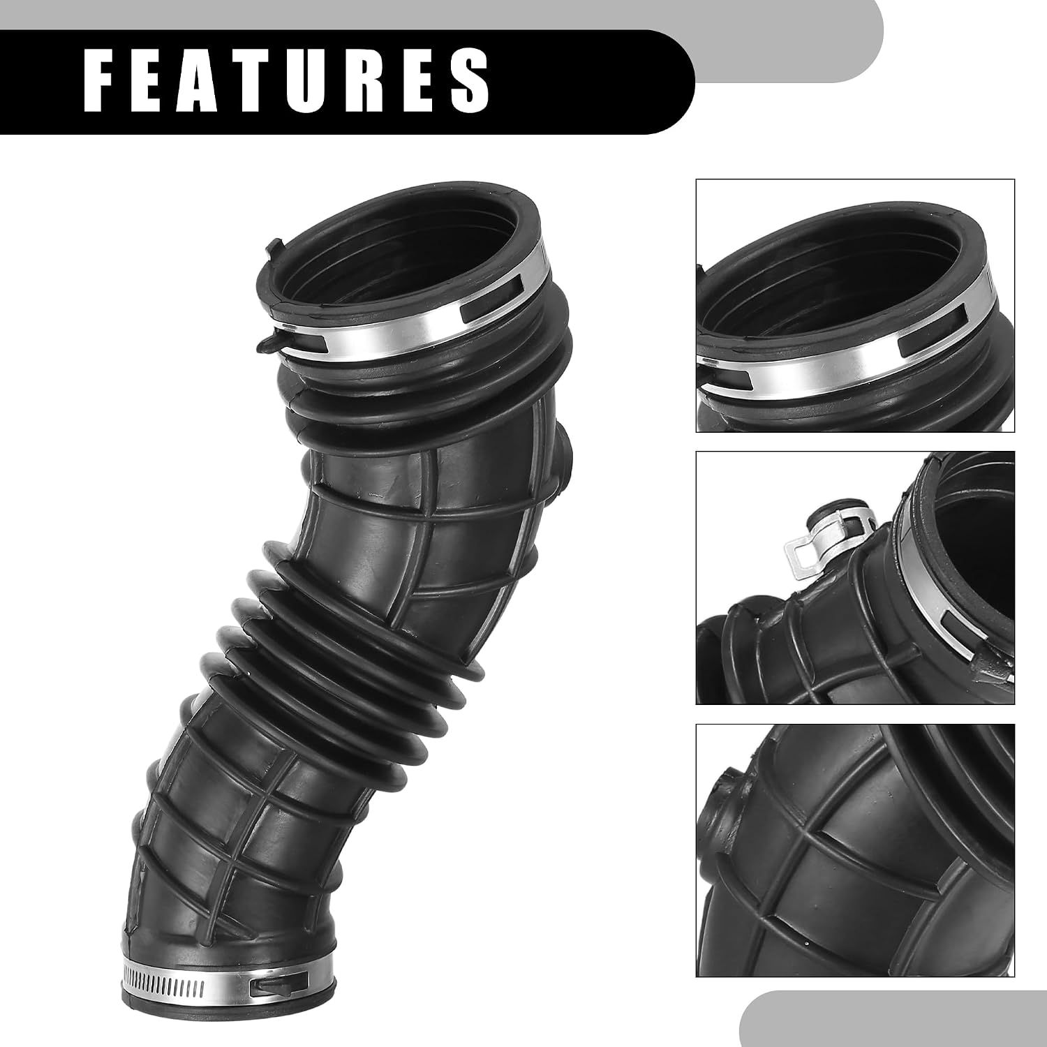 17228R42A00 Engine Air Intake Hose Tube with Clamps for Honda Accord 2.4L 3.5L 2008-2012 Rubber Intake Filter Tube for Honda Crosstour 2.4L 2012-2015