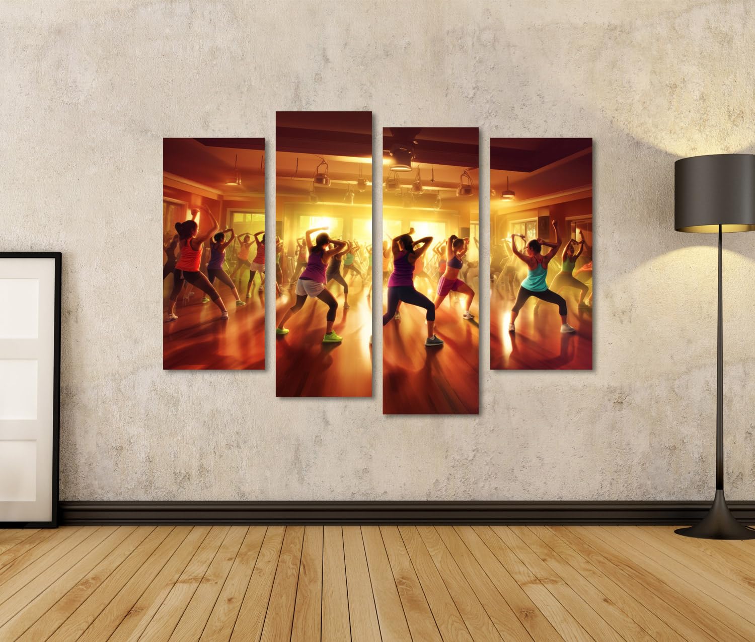 islandburner Quadro su tela lezione di danza in palestra al tramonto per soggiorno appassionati di fitness palestra immagini murali poster