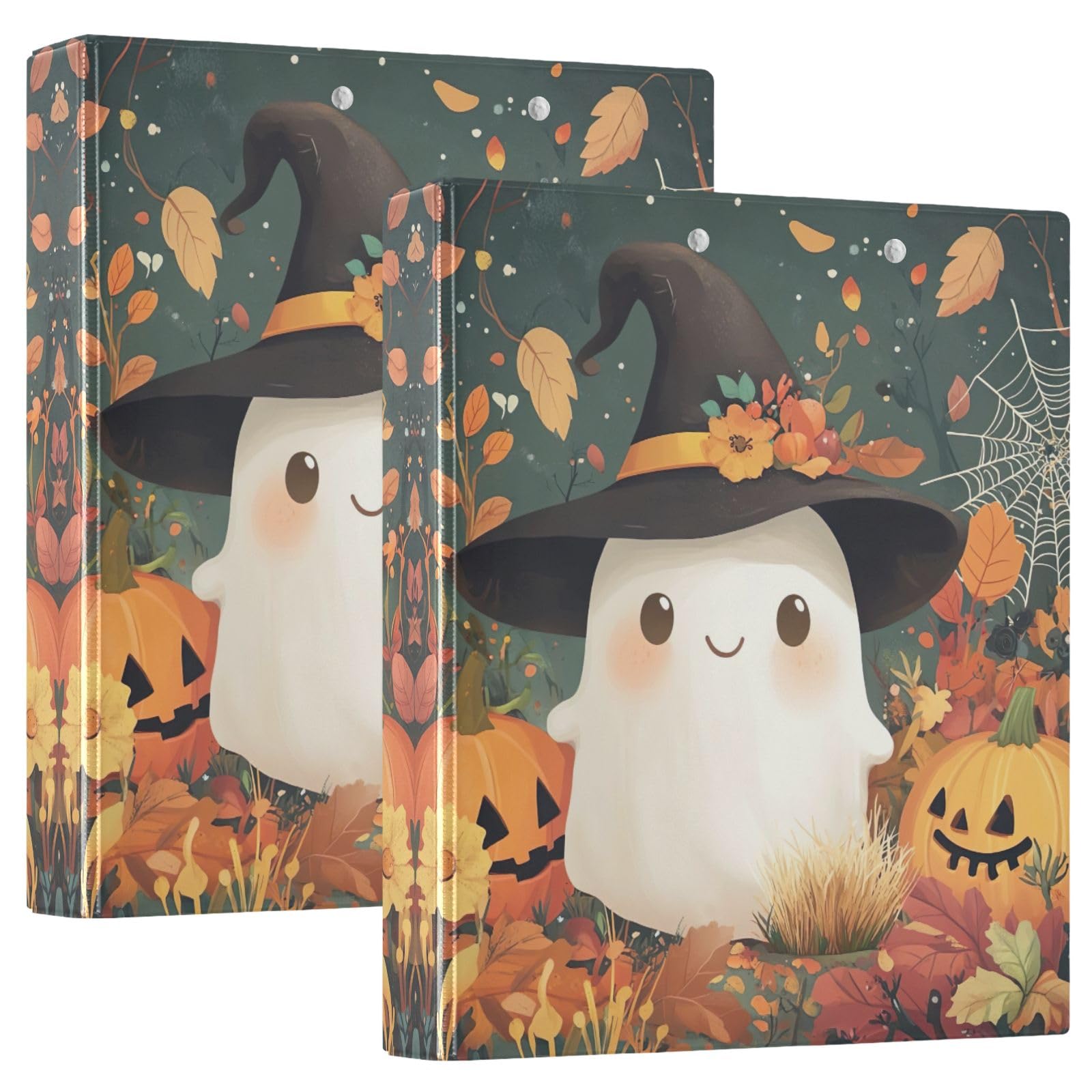 Grazioso raccoglitore a 3 anelli per Halloween, 3,8 cm, decorativo, con 3 tasche interne, per scuola, ufficio, casa, confezione da 2