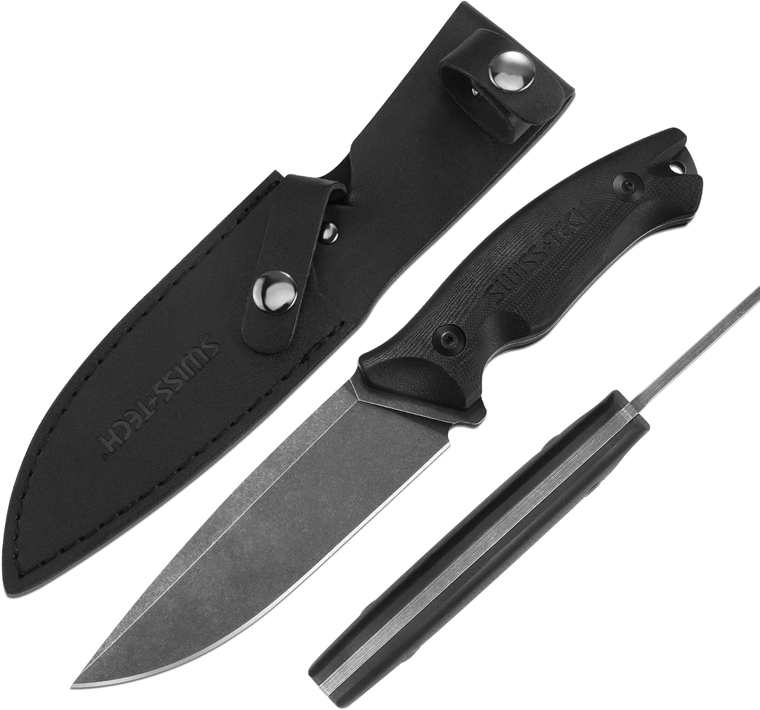 Swiss+Tech Fixed Blade Hunting Knife, 101/4'' Full Tang, D2 Blade, G10