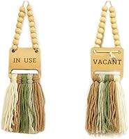 Vista 1 de Decocove In Use Vacant sign - Door Hanger Sign for Home, Office, Restroom, Conference Room and Bathroom - Farmhouse Rustic Boho Decor - Bathroom