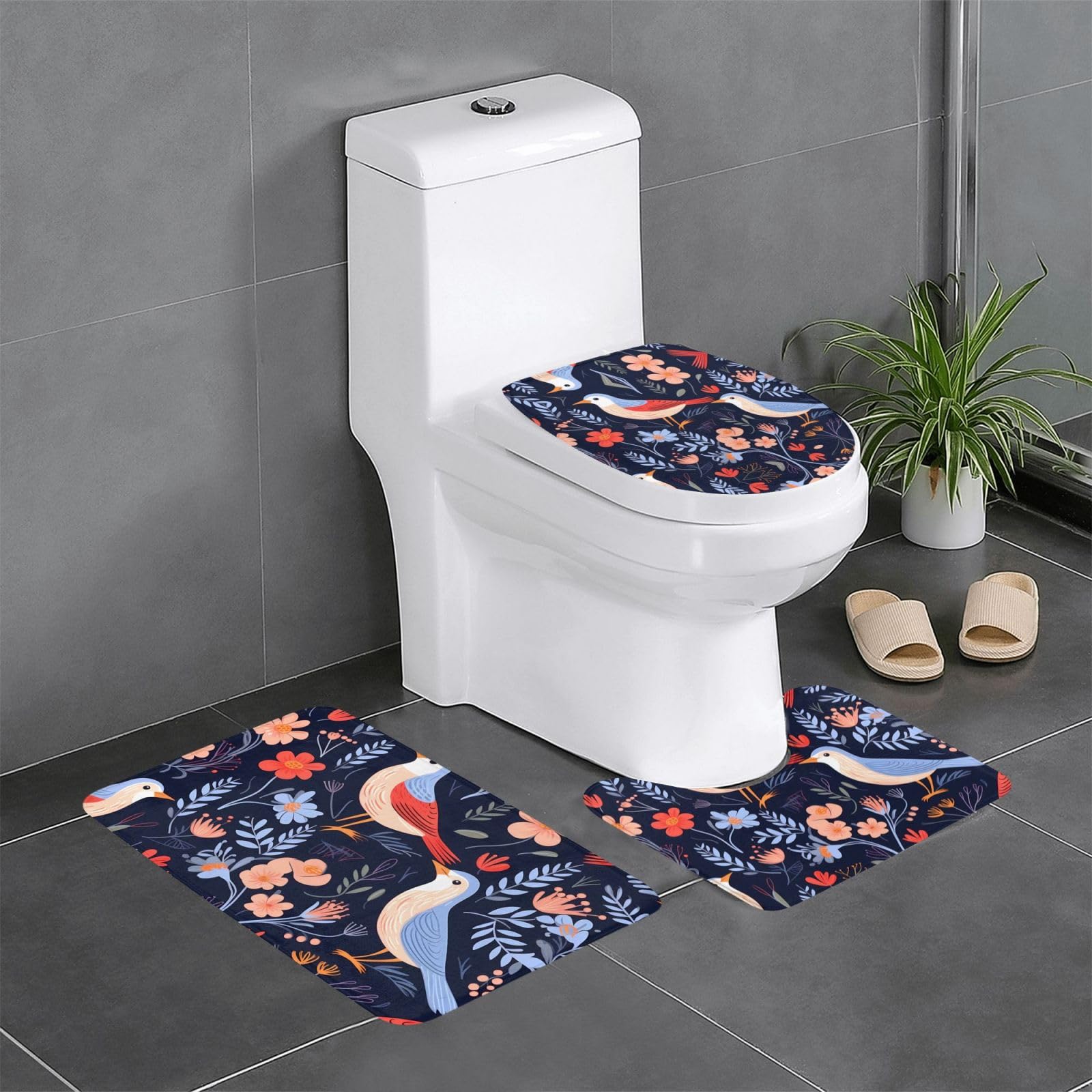 Tapis de salle de bain antidérapants lot de 3 toilettes lavabo
