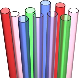 Fiesta First 10 Extra Wide Reusable Plastic Straws with Cleaning Brush - Jumbo Long for Smoothies Milkshakes - Dishwasher Safe BPA Free