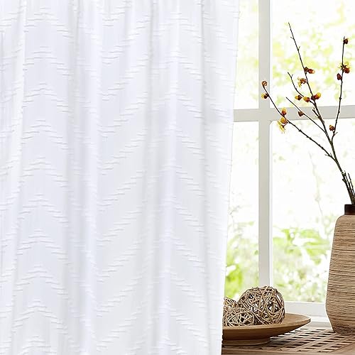 Miniatura 7 de Cortinas de 24 pulgadas de jacquard para ventana pequeña, paneles cortos de tratamiento de ventanas de baño, cortinas transparentes de cocina para