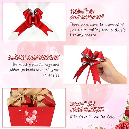 Miniatura 3 de Colarr 12 cestas para regalos vacías para llenar con asas, 12 bolsas de regalo a granel, 12 cintas de lazos, bricolaje para bodas, despedidas de