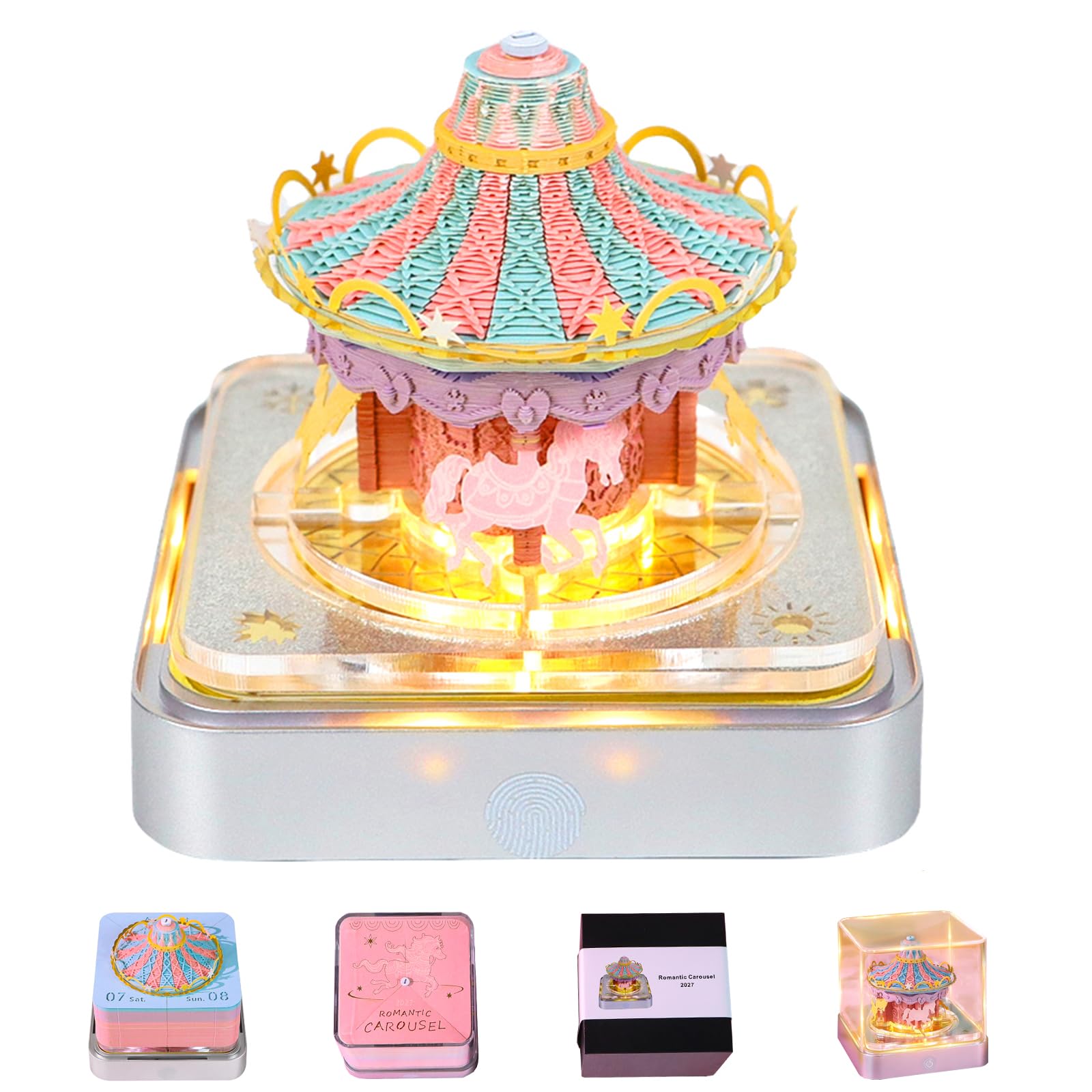 3D Calendar 2027, Time Piece Calendar 2027 (Twirling carousel pink)