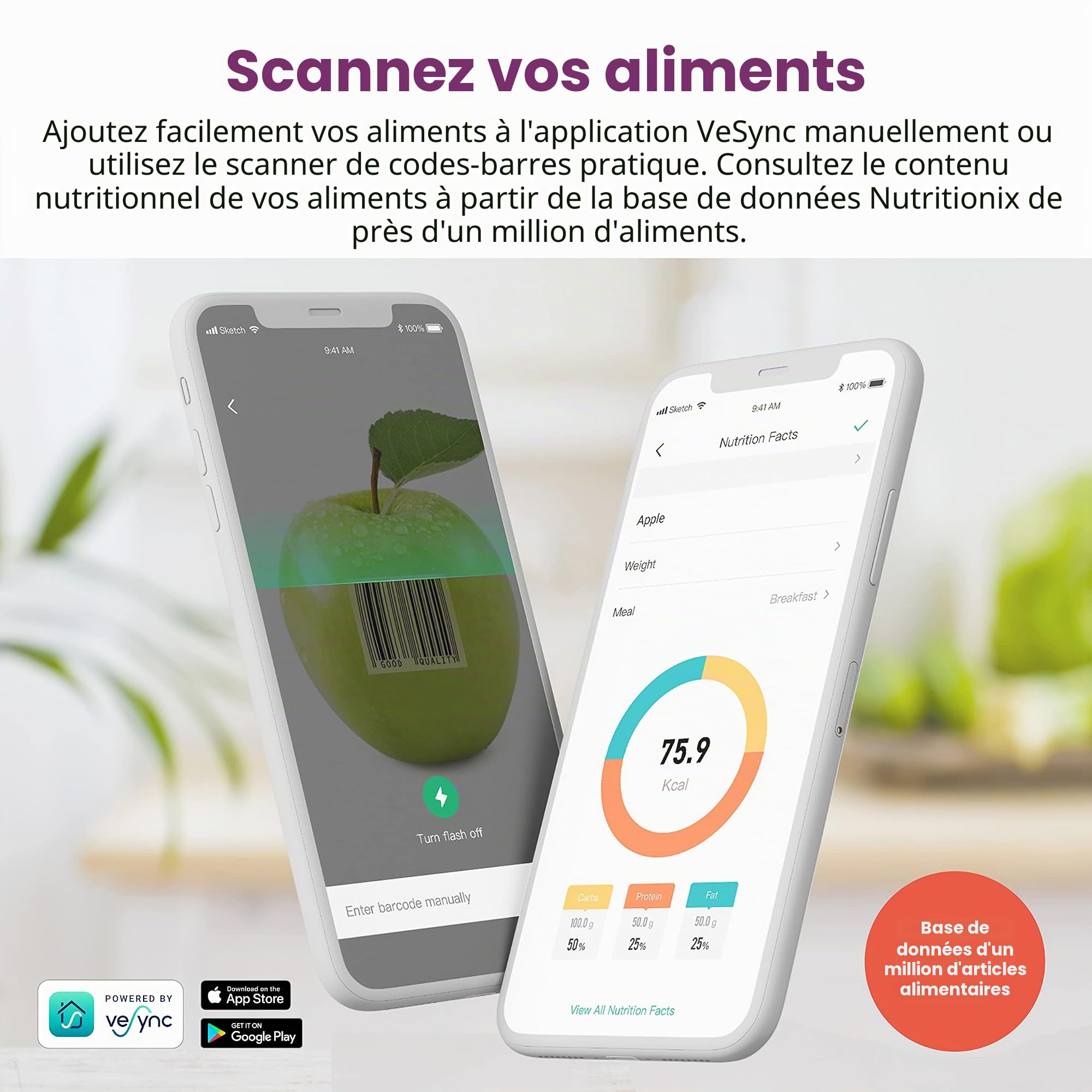Etekcity Luminary Balance numérique de cuisine Bluetooth 10 kg, étanche, rechargeable, onces et grammes pour la perte de poids, la cuisine, acier inoxydable 304