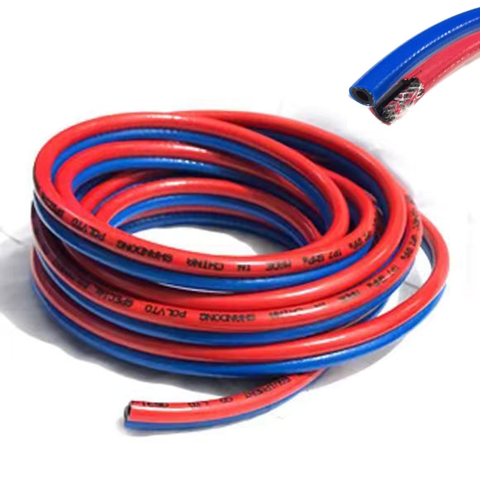 RSBFER Tubo Flessibile Doppio per Ossigeno e acetilene da 8 mm, Tubo Flessibile per Saldatura e Taglio ad Alta Pressione ignifugo, Struttura in PVC a 5 Strati, Flessibile e Resistente al Freddo,10m