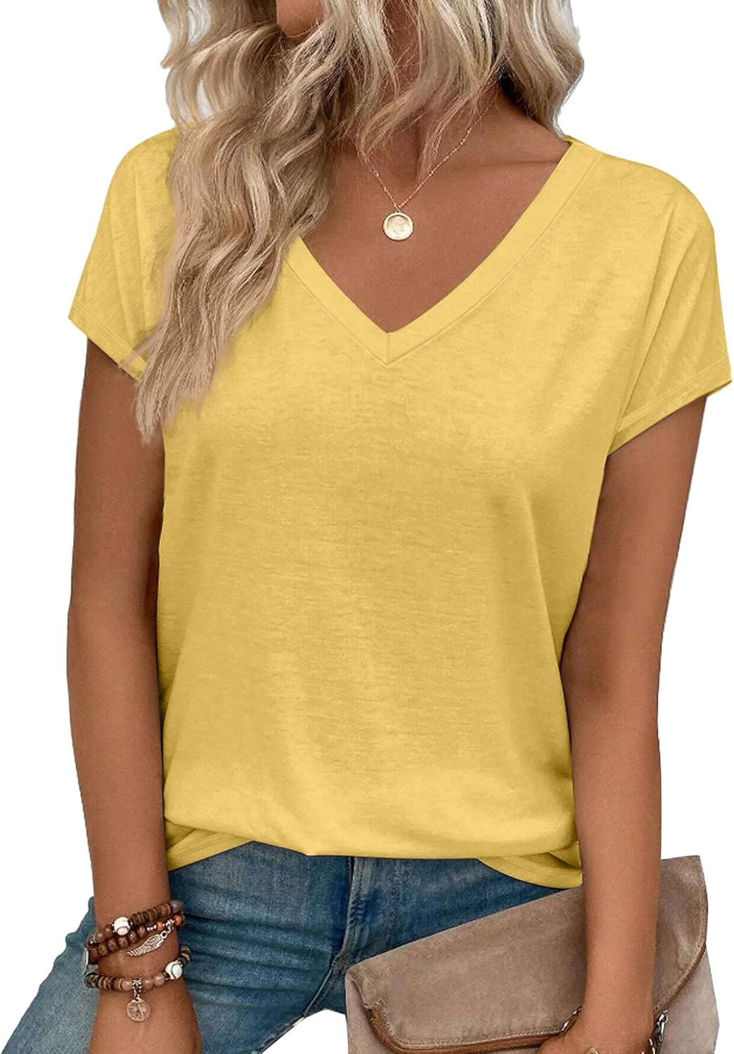 T Shirts Short Sleeve V Neck Tshirts Womens Summer Tops Casual Dressy Basic Tees Going Out Beach Clothes