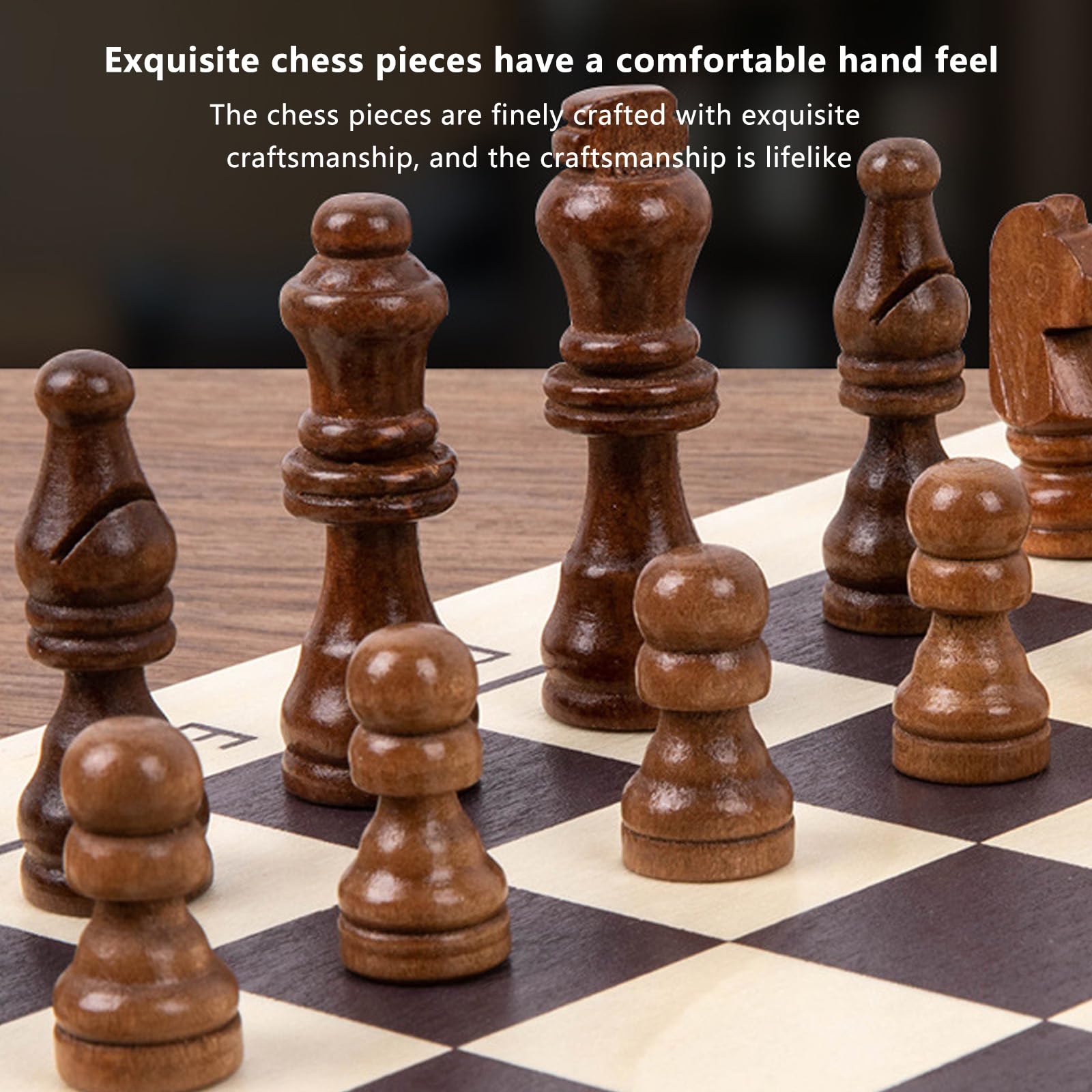 Scacchiera in Legno,9.4 "X 9.3" Scacchiera Portatile con Slot di stoccaggio degli Scacchi,Facile da trasportare, Scacchiera Pieghevole per i Principianti e Adulti(Size:13.3 * 13.3in)