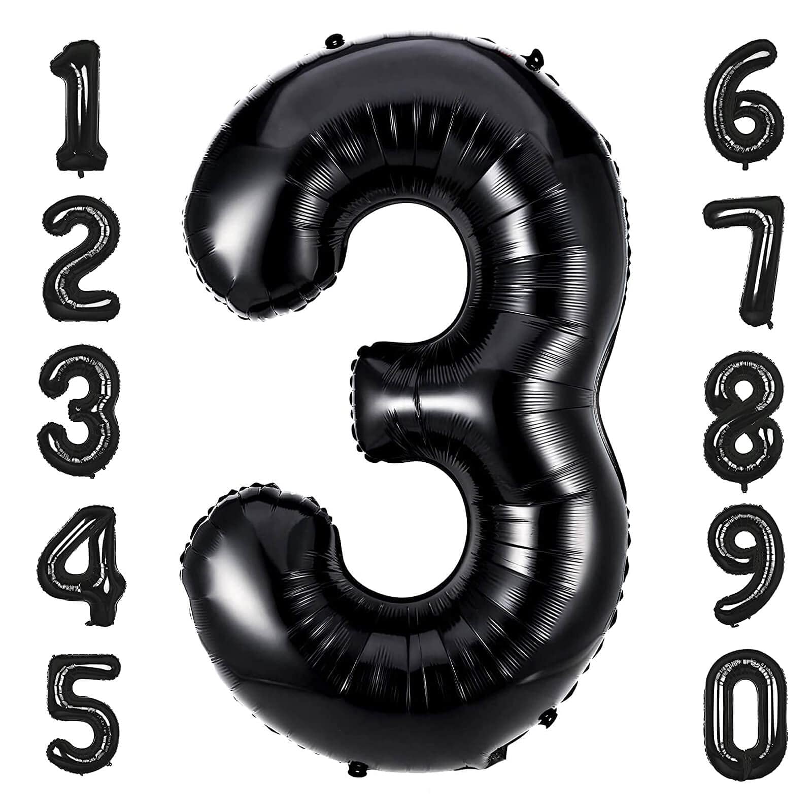 40 Inch Black Number 3 Balloons Helium Giant Black 3 Balloons for Birthday Party Decorations Anniversary Baby Shower Photo Shoot Supplies