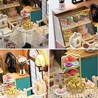 Vista 5 de Roroom Kit de casa de muñecas en miniatura y muebles, modelo de casa de muñecas de madera en 3D con cubierta a prueba de polvo y LED, idea creativa