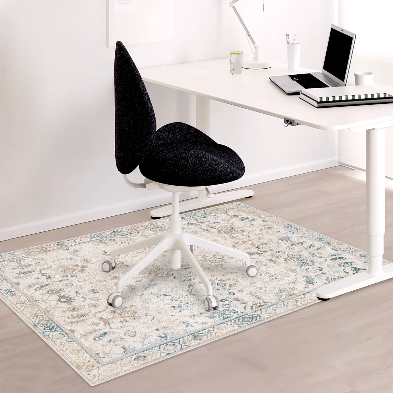 Office Chair Mat for Hardwood Floor, 120x90 cm Chair Mat Non Slip for Hardwood Floor & Tile Floor, Rectangle Office Rugs for Rolling Chairs, Desk Floor Mat (Dusty Blue, 120x90 cm)