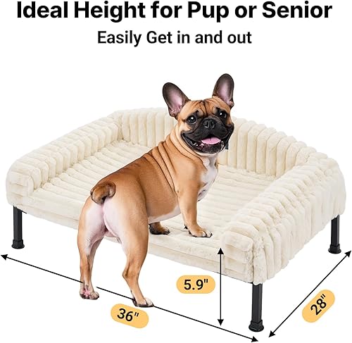 Miniatura 2 de Veehoo Cama elevada para perros con cojín de cojín, cama para perros pequeños, gatos, cama elevada lavable para mascotas con pies antideslizantes