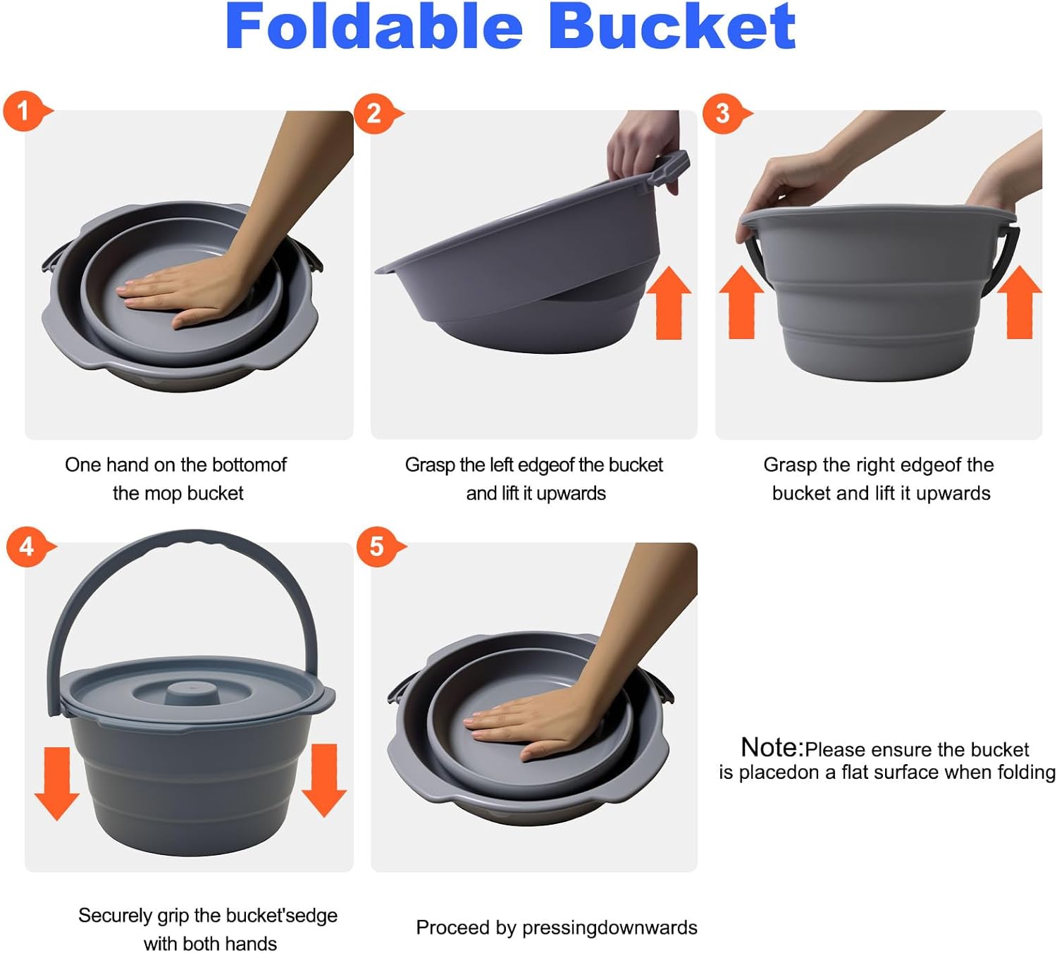Foldable Bedside Commode Bucket Replacement, 6.5 Quart Collapsible Toilet Pail with Lid & Handle, Universal Fit for Most Portable Commodes, Bathroom Safety Aid for Seniors and Adults
