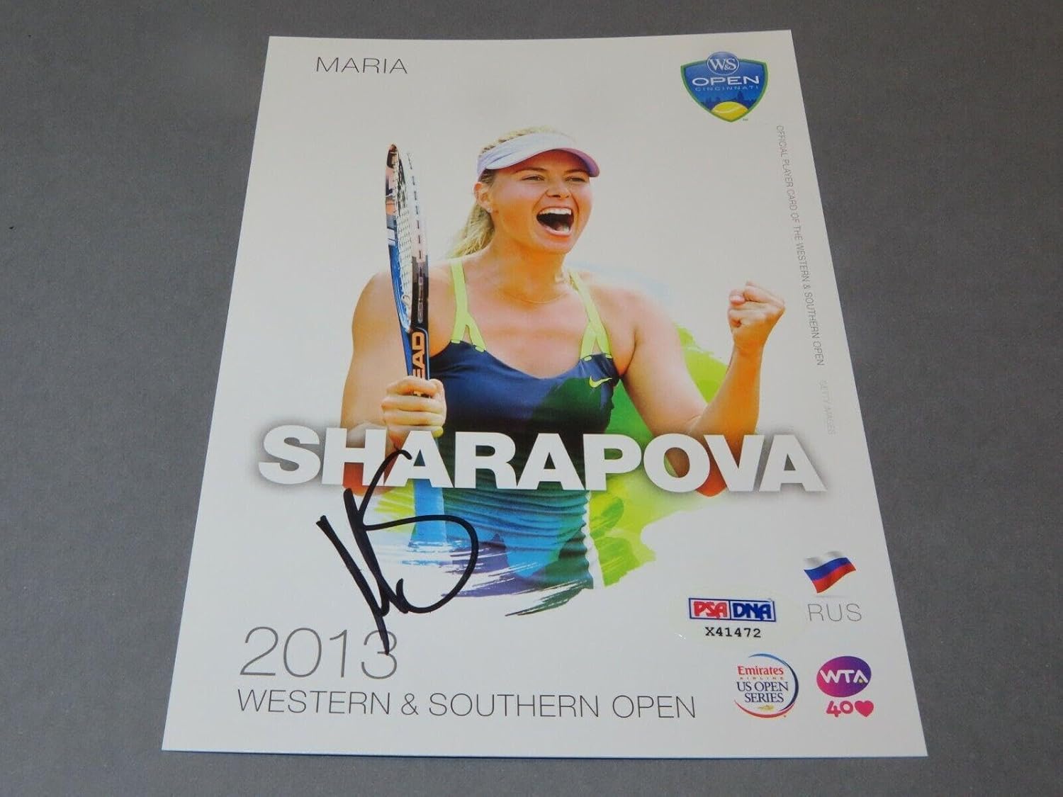 Maria Sharapova Signed 2013 W&S 5x7 Player Card Autographed PSA/DNA COA 1E - Autographed Tennis Cards