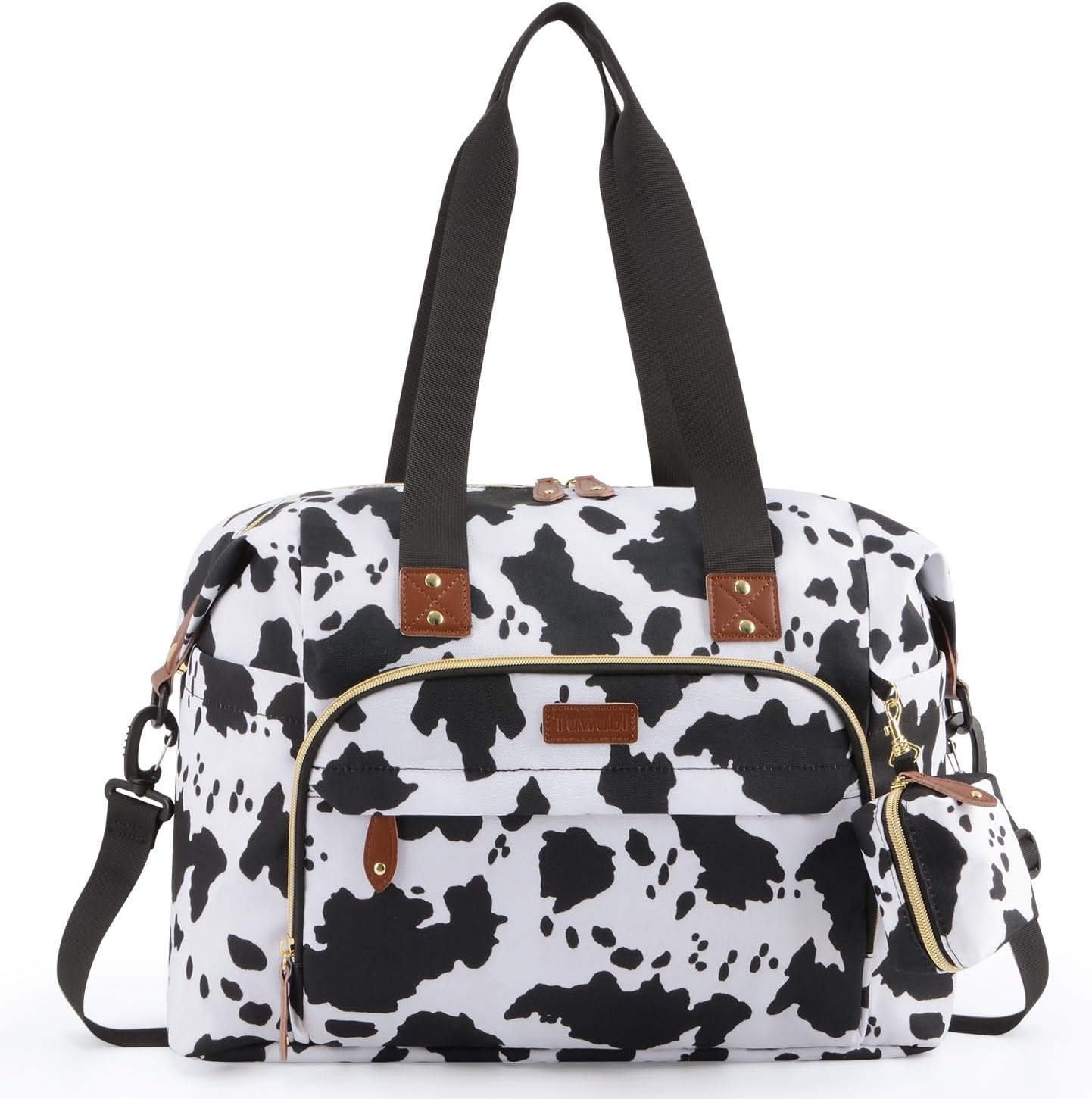 Tuwubi Diaper Bag Tote,Baby Diaper Bag with Pacifier Case Large Travel Diaper Tote Caddy for Mom and Dad Multifunction Large Baby Bag - M-Cow Print