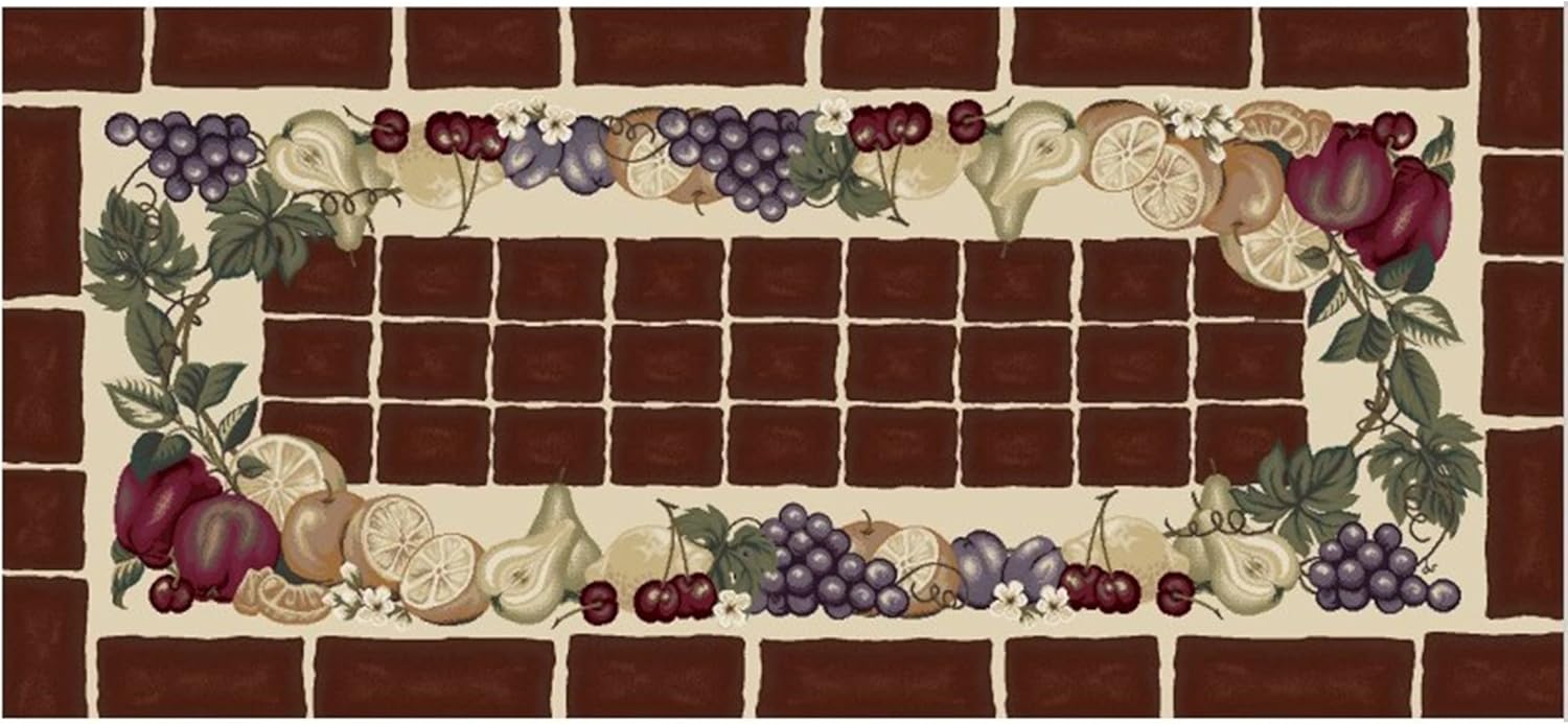 Cozy Cabin CC20761 20"x44" Fruitful Harvest Sage Non Slip Rug