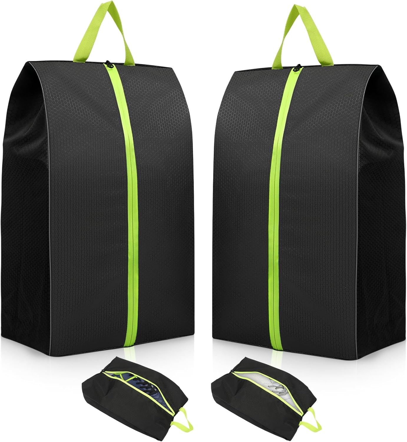 2 Pack Smell Proof Shoe Bags for Travel, Water-Resistant Odor Absorbing Cleat Shoe Organizer with Zipper | Sports Shoe Pouch for Soccer, Golf, Gym, Tennis, Baseball, Running