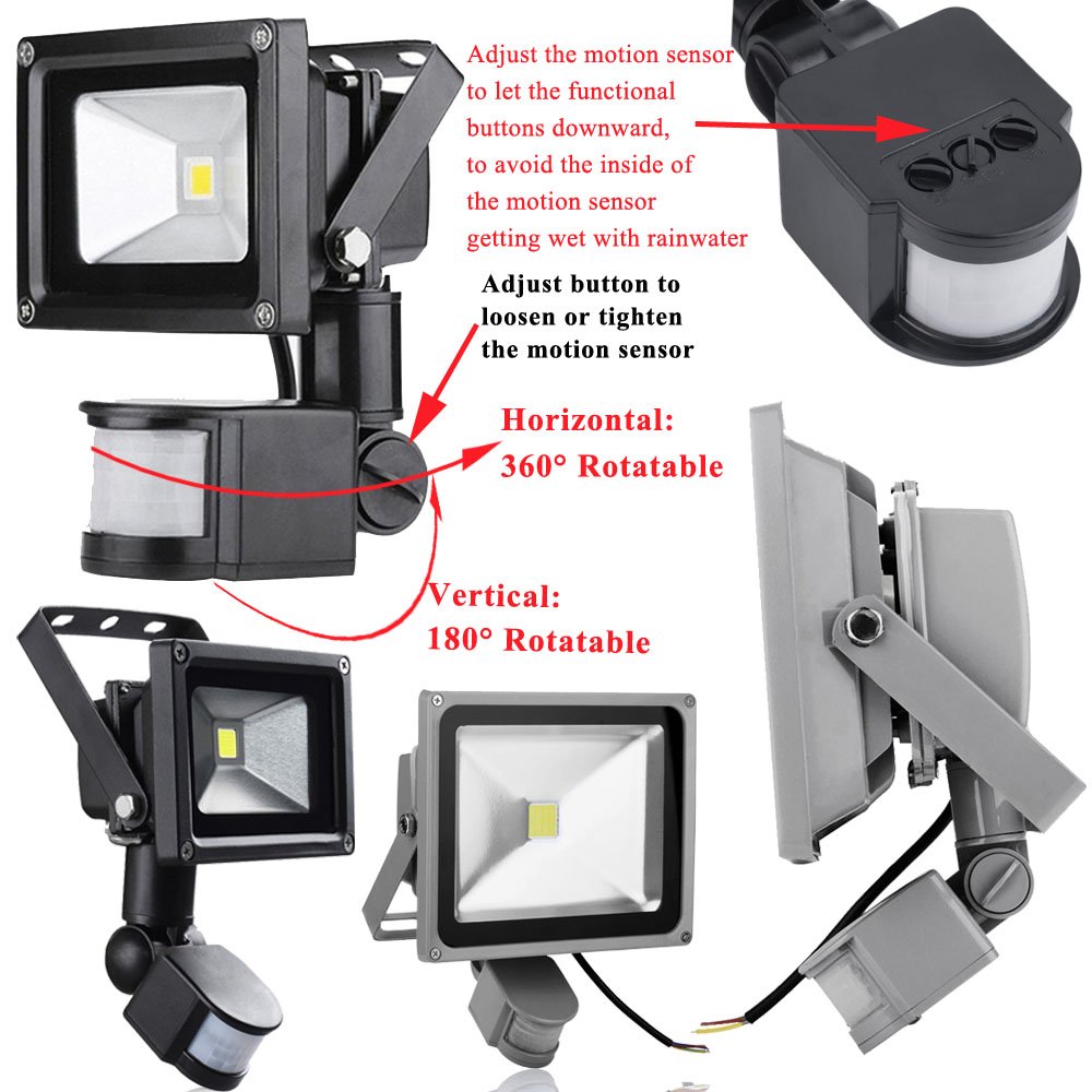 30W Faro SMD LED Bianco Naturale con Sensore di Movimento,ALPHA DIMA Luci di Sicurezza con PIR,Faro LED Faretto Impermeabile IP65 per Casa,Giardino,Garage,Luce Bianco Caldo(2800-3200K)