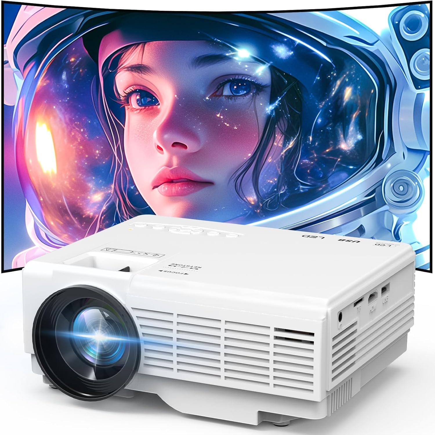 1080P Smart Projector with Apps,...