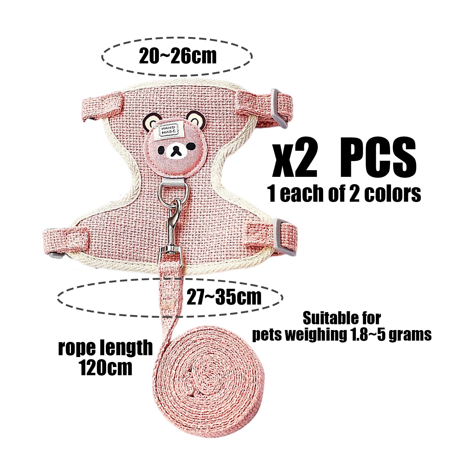 Guinzaglio E Pettorina Regolabile Per Conigli Nano E Piccoli Animali | XURJUMI Set Con Imbracatura Comfort - Foto 14