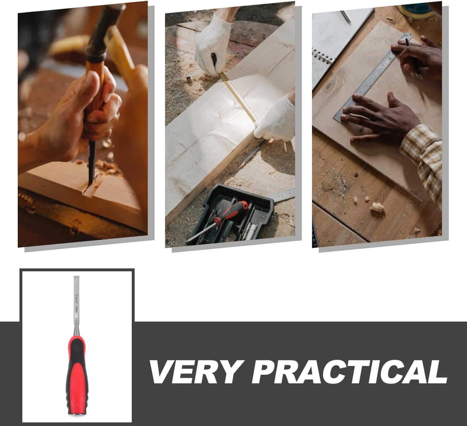 ULTECHNOVO Handheld Wood Carving Chisel 10mm Manual Metal Carpenter Chisel Engraving Tool for Wood Sculpture and DIY Woodworking