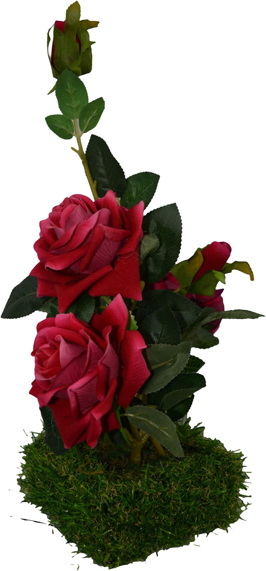 Fancy Mart Artificial Flower Real Touch and Feel Rose in Grass Pot (38 cm, Multi-Color)