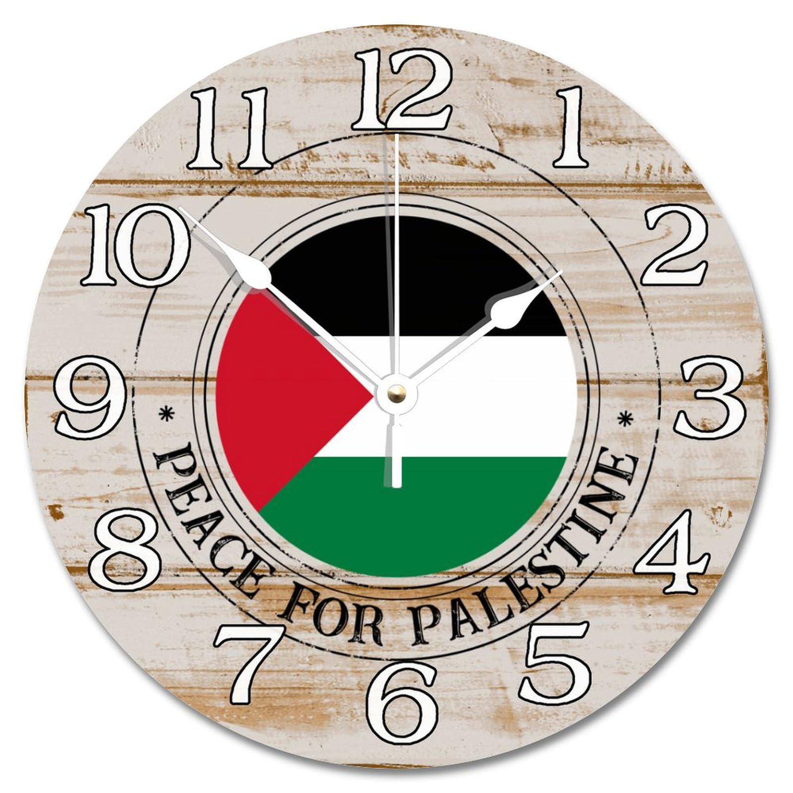 Horloge murale Palestine bois vintage 30,5 cm finition premium