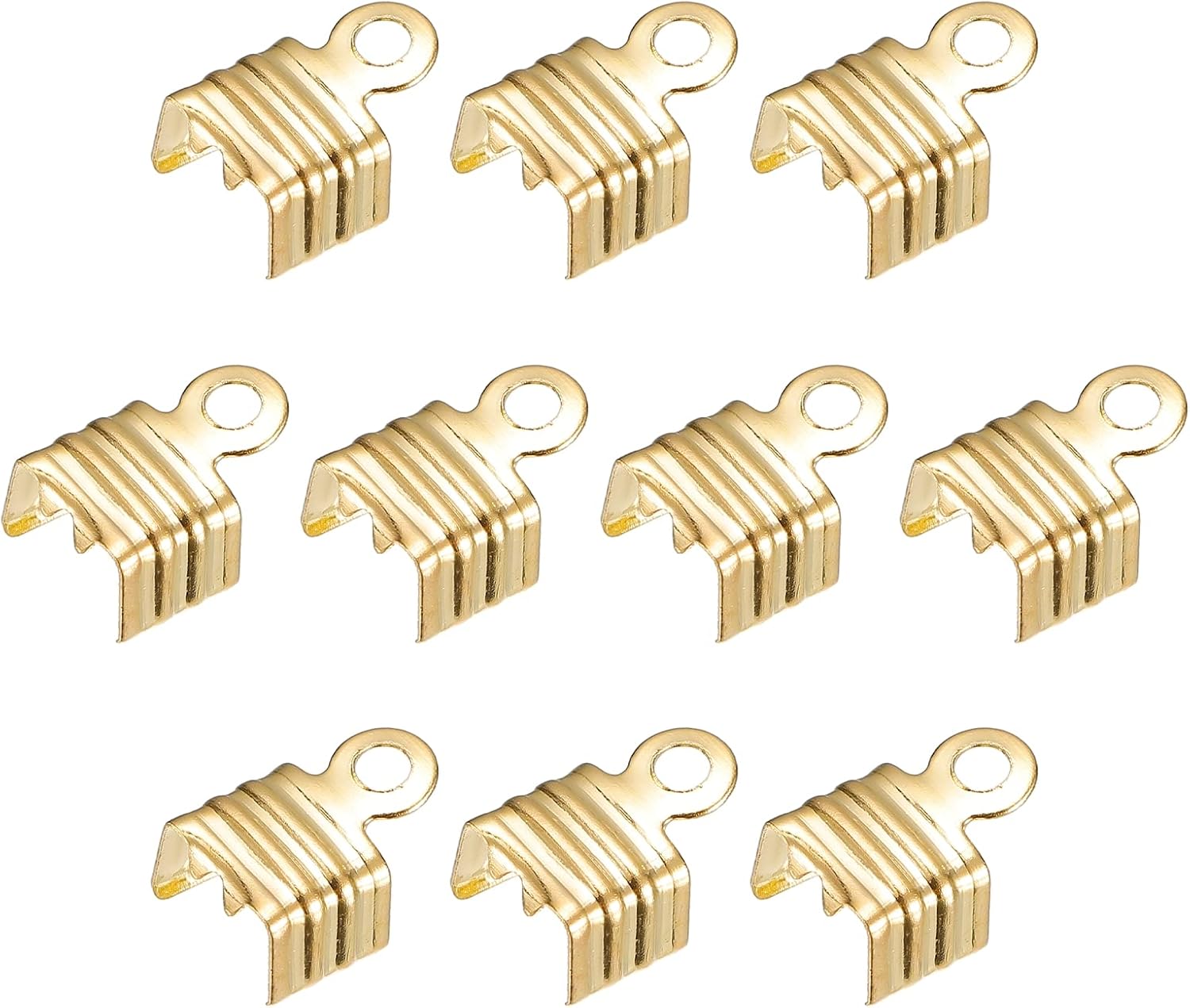 uxcell 200Pcs Fold Over Cord Ends, 5x7.5mm Terminators Crimp End Tips