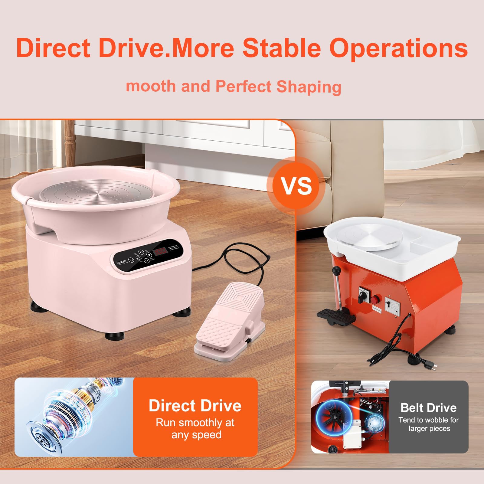 Tornio Ceramica Con Regolazione Velocità Macchina Potente 350W, Motore Silenzioso, Kit Fai Da Te Con Accessori Completi, Perfetta per Atelier E Hobbisti Pink